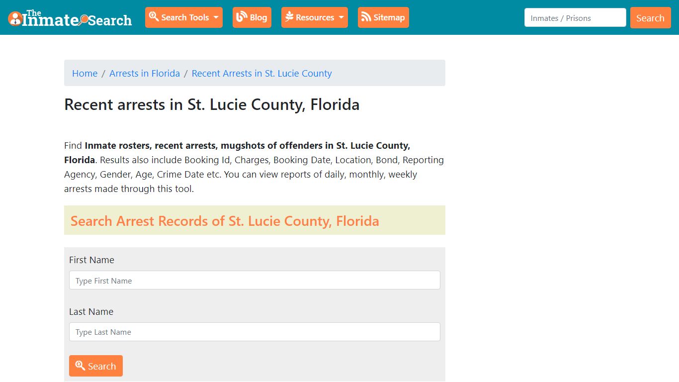 Recent arrests in St. Lucie County ... - The Inmate Search